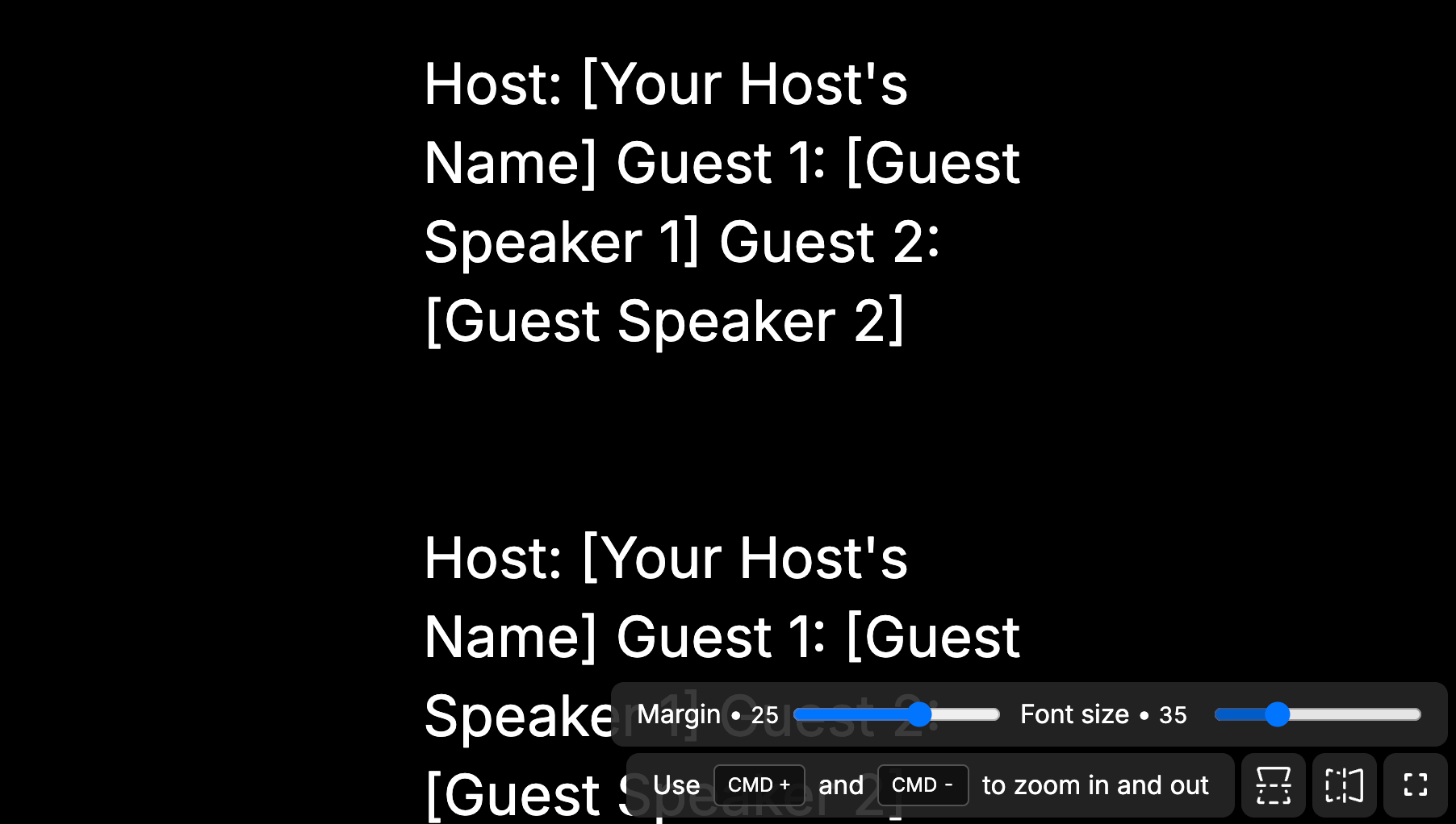 Adjusting sizes on the output