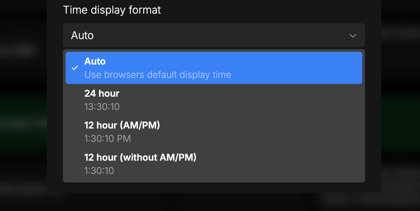 Time of day display options