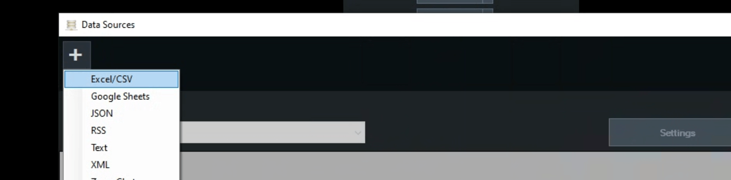 Choosing the Data Source in vMix