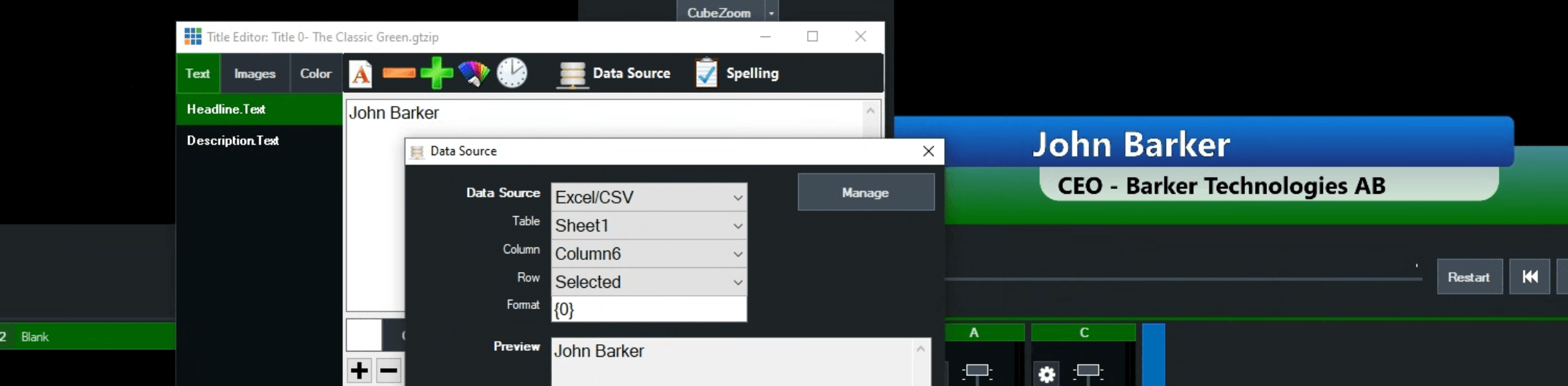 Graphics being populated by rundown data