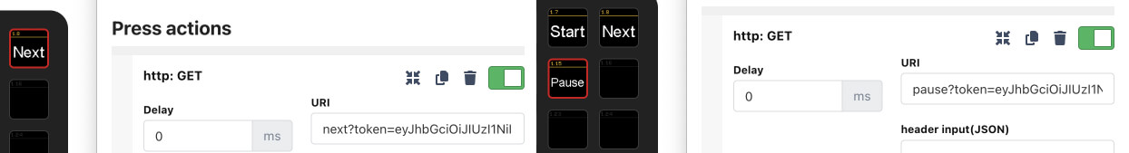 Companion button set up with the Pause and Next actions