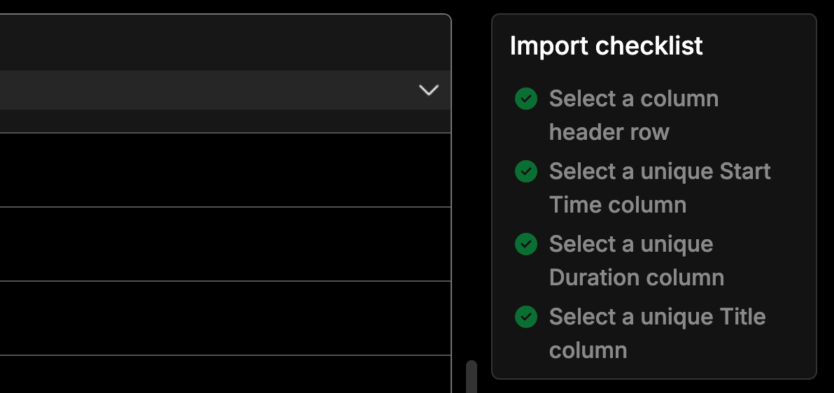 Completed import checklist