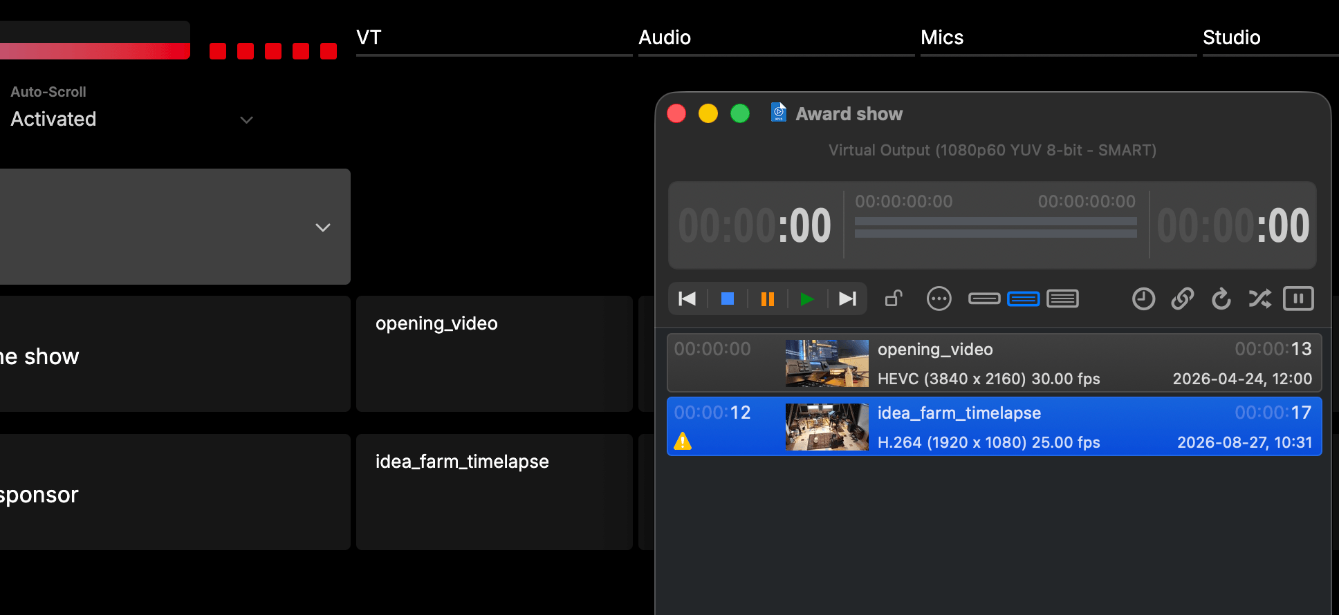 Rundown Studio and OnTheAir Video running side by side