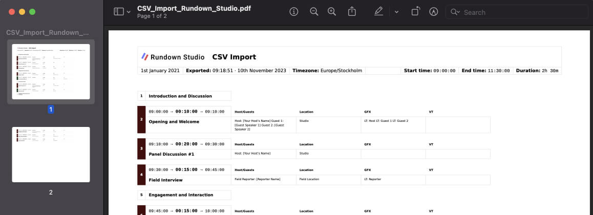 Example PDF with a landscape orientation