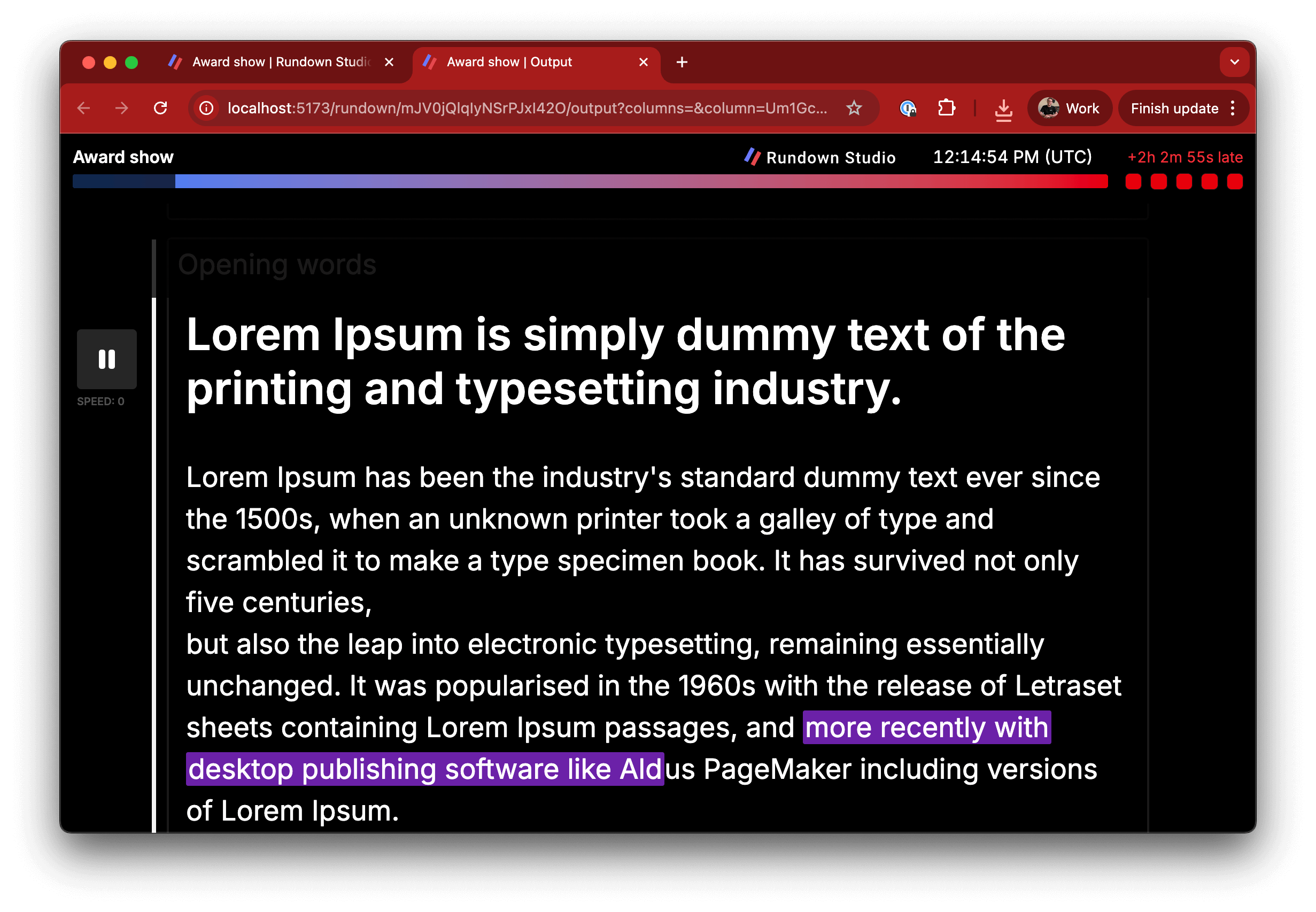 Prompter output