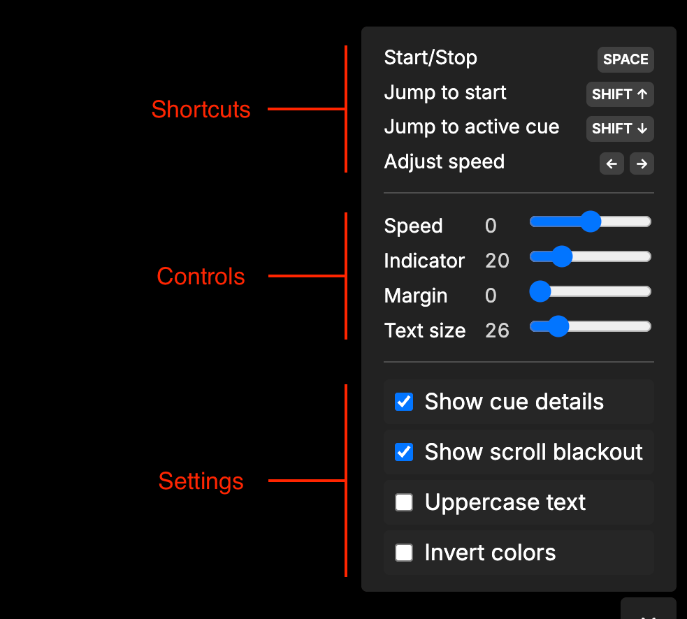 Prompter settings