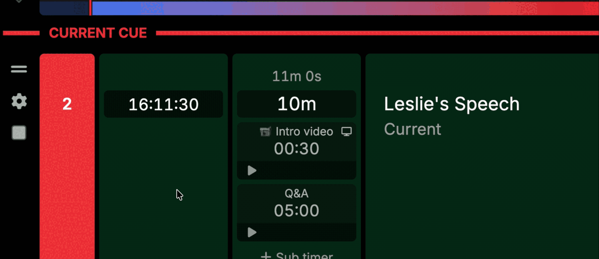 Starting a sub-timer on a live cue